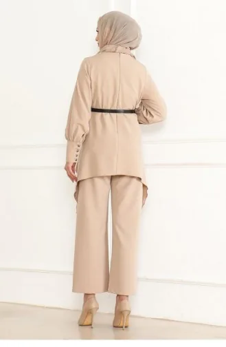 Gürteldetailanzug Beige 19001 15345