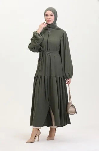 Abaya Manches Ballon 1026-02 Khaki 1026-02