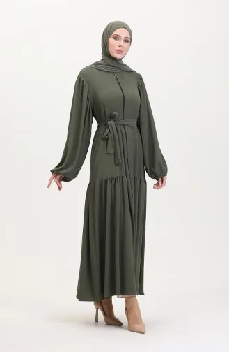 Abaya Manches Ballon 1026-02 Khaki 1026-02