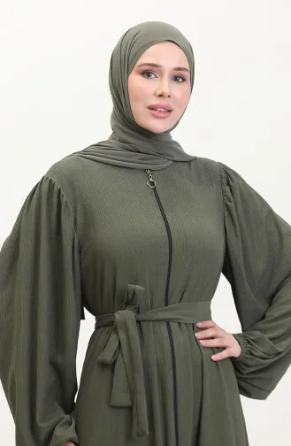 Abaya Manches Ballon 1026-02 Khaki 1026-02