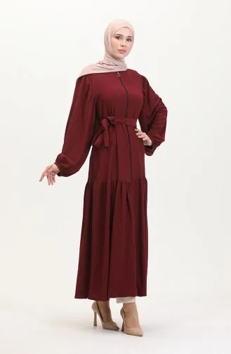 Abaya Met Ballonmouwen 1026-03 Bordeauxrood 1026-03