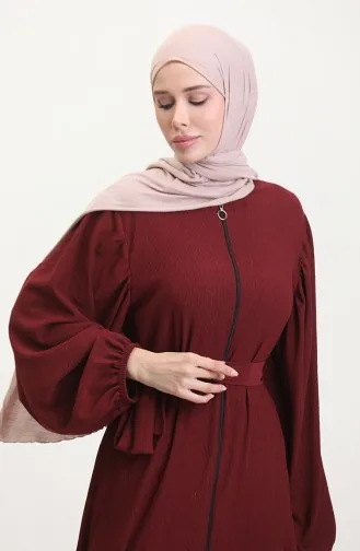 Abaya Met Ballonmouwen 1026-03 Bordeauxrood 1026-03
