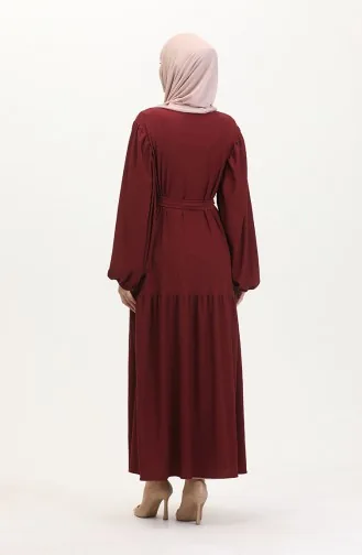 Abaya Met Ballonmouwen 1026-03 Bordeauxrood 1026-03