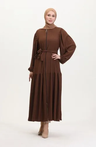 Abaya Met Ballonmouwen 1026-05 Bruin 1026-05