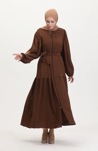 Abaya Met Ballonmouwen 1026-05 Bruin 1026-05
