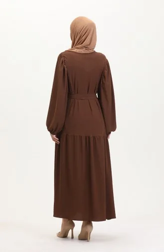 Abaya Met Ballonmouwen 1026-05 Bruin 1026-05