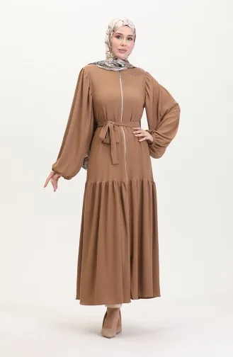 Balloon Sleeve Abaya 1026-06 Mink 1026-06