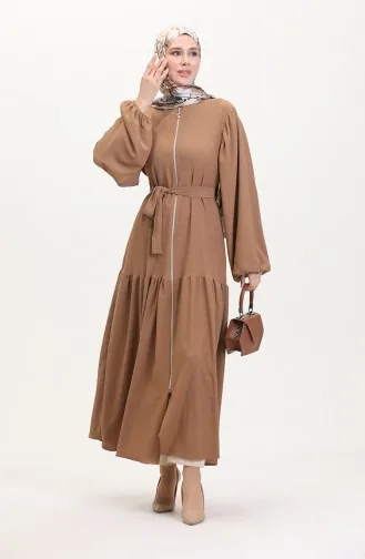 Balloon Sleeve Abaya 1026-06 Mink 1026-06