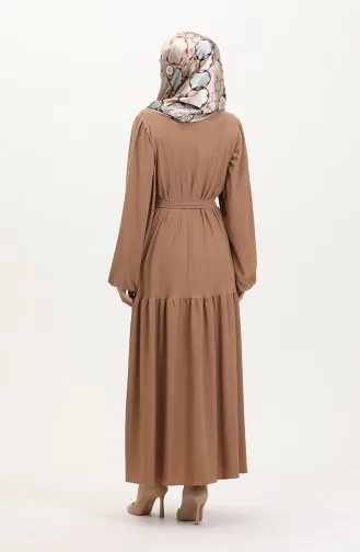 Balloon Sleeve Abaya 1026-06 Mink 1026-06