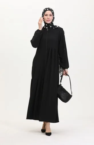 عباءة بتصميم مُجمع 1027-01 لون أسود 1027-01