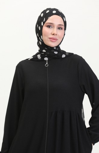 عباءة بتصميم مُجمع 1027-01 لون أسود 1027-01