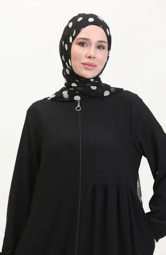 عباءة بتصميم مُجمع 1027-01 لون أسود 1027-01