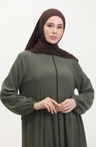 عباءة مُطرزة 1027-02 لون كاكي 1027-02