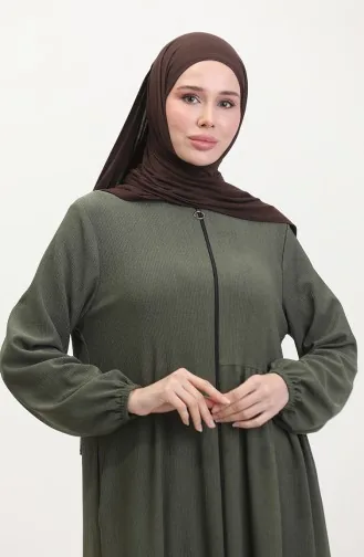 Gesmokte Abaya 1027-02 Kaki 1027-02