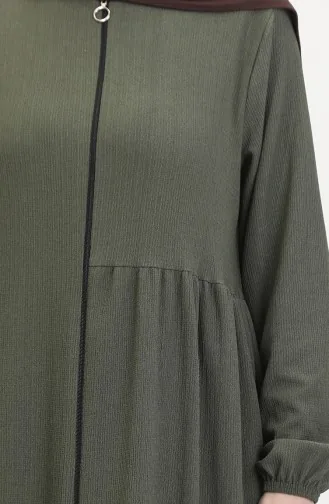 Gesmokte Abaya 1027-02 Kaki 1027-02