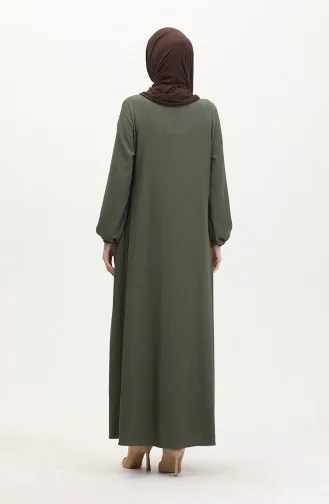 Gesmokte Abaya 1027-02 Kaki 1027-02