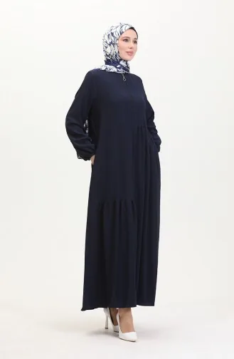Verzamelde Abaya 1027-04 Marineblauw 1027-04