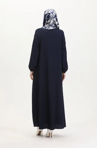 Verzamelde Abaya 1027-04 Marineblauw 1027-04