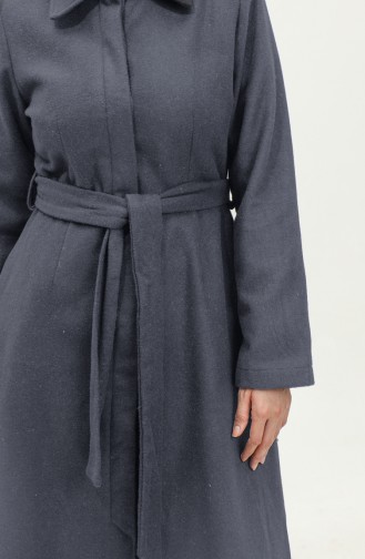Gizli Patlı Kuşaklı Kaşe Kaban 71207-02 Gri