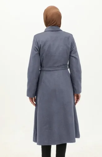 Gestikte Jas Met Riem En Verborgen Sluiting 71207-02 Grijs 71207-02