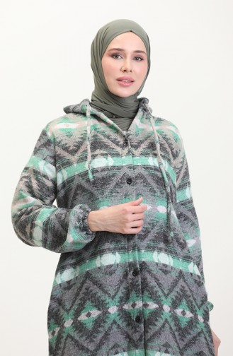 Hooded Lumberjack Winter Coat 0543-05 Green Gray 0543-05