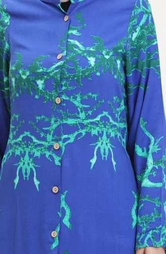 Arkadan Bağlamalı Düğmeli Uzun Tunik 2035-01 Mavi