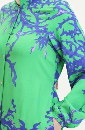 Back Tied Buttoned Long Tunic 2035-02 Green 2035-02