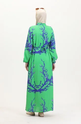 Back Tied Buttoned Long Tunic 2035-02 Green 2035-02