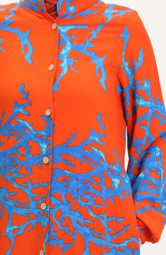 Tunique Longue Boutonnée Nouée Au Dos 2035-03 Orange 2035-03