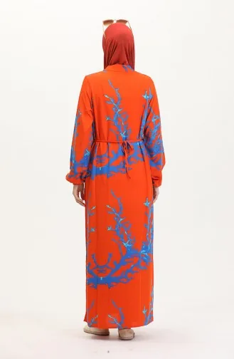 Tunique Longue Boutonnée Nouée Au Dos 2035-03 Orange 2035-03