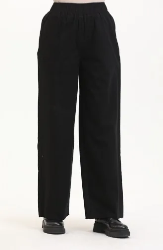 بنطال جينز بتصميم مطاط عند الخصر 1793EY-01 لون أسود 1793EY-01