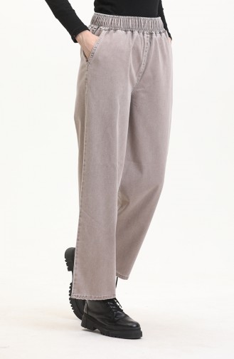 Beli Lastikli Kot Pantolon 9633-08 Sütlü kahve