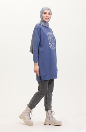 Printed Sweatshirt 0539-01 Indigo 0539-01