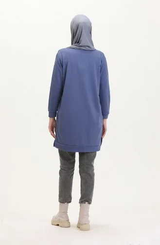 Baskılı Sweatshirt 0539-01 İndigo