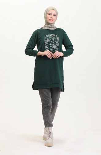 Sweatshirt Met Print 0539-04 Smaragdgroen 0539-04