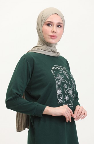 Sweatshirt Met Print 0539-04 Smaragdgroen 0539-04