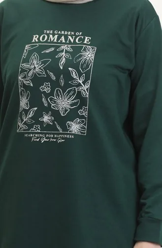 Baskılı Sweatshirt 0539-04 Zümrüt Yeşili