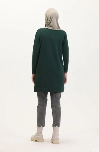 Baskılı Sweatshirt 0539-04 Zümrüt Yeşili