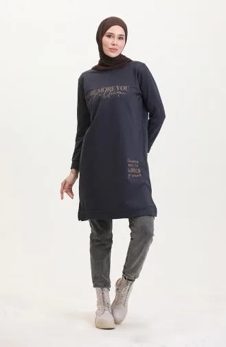 Printed Sweatshirt 0540-02 Dark Navy Blue 0540-02