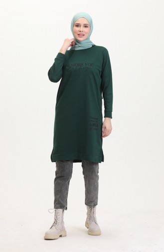 Bedrukt Sweatshirt 0540-05 Smaragdgroen 0540-05