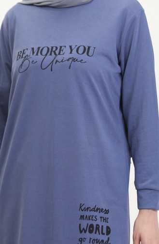 Baskılı Sweatshirt 0540-08 İndigo