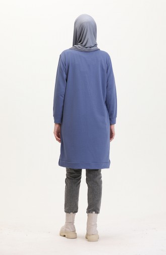 Baskılı Sweatshirt 0540-08 İndigo