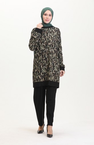 Tunika-Hose Doppelanzug 0542-01 Khaki Schwarz 0542-01