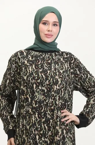 طقم تونيك وبنطال 0542-01 لون كاكي وأسود 0542-01