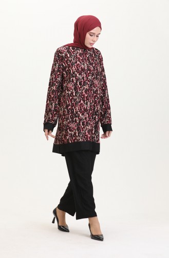 Ensemble Deux Pièces Tunique Pantalon 0542-03 Prune Noir 0542-03
