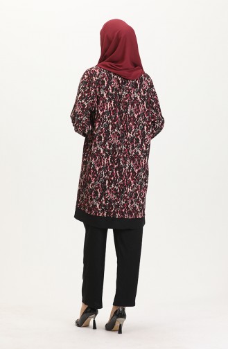 Ensemble Deux Pièces Tunique Pantalon 0542-03 Prune Noir 0542-03