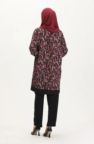 Ensemble Deux Pièces Tunique Pantalon 0542-03 Prune Noir 0542-03
