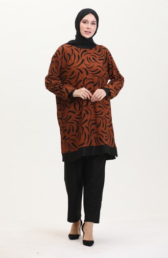Tunik Pantolon İkili Takım 0545-01 Kahverengi