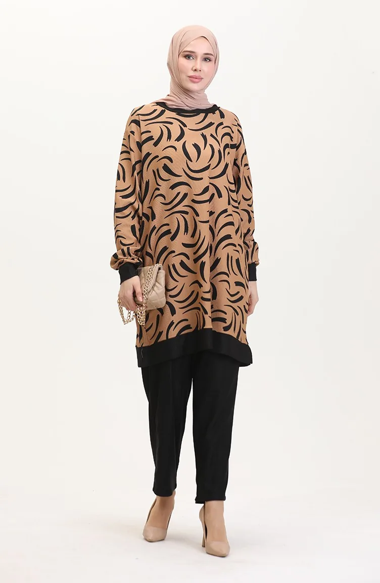 Tunik Pantolon İkili Takım 0545-03 Sütlü kahve