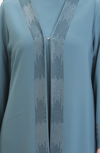 Ensemble Deux Pièces Robe Gilet Grande Taille 6140-02 Vert D`Eau 6140-02